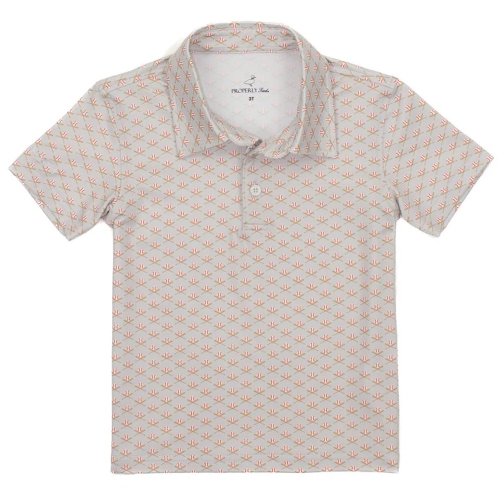 Properly Tied Boys Baseball Shield Polo